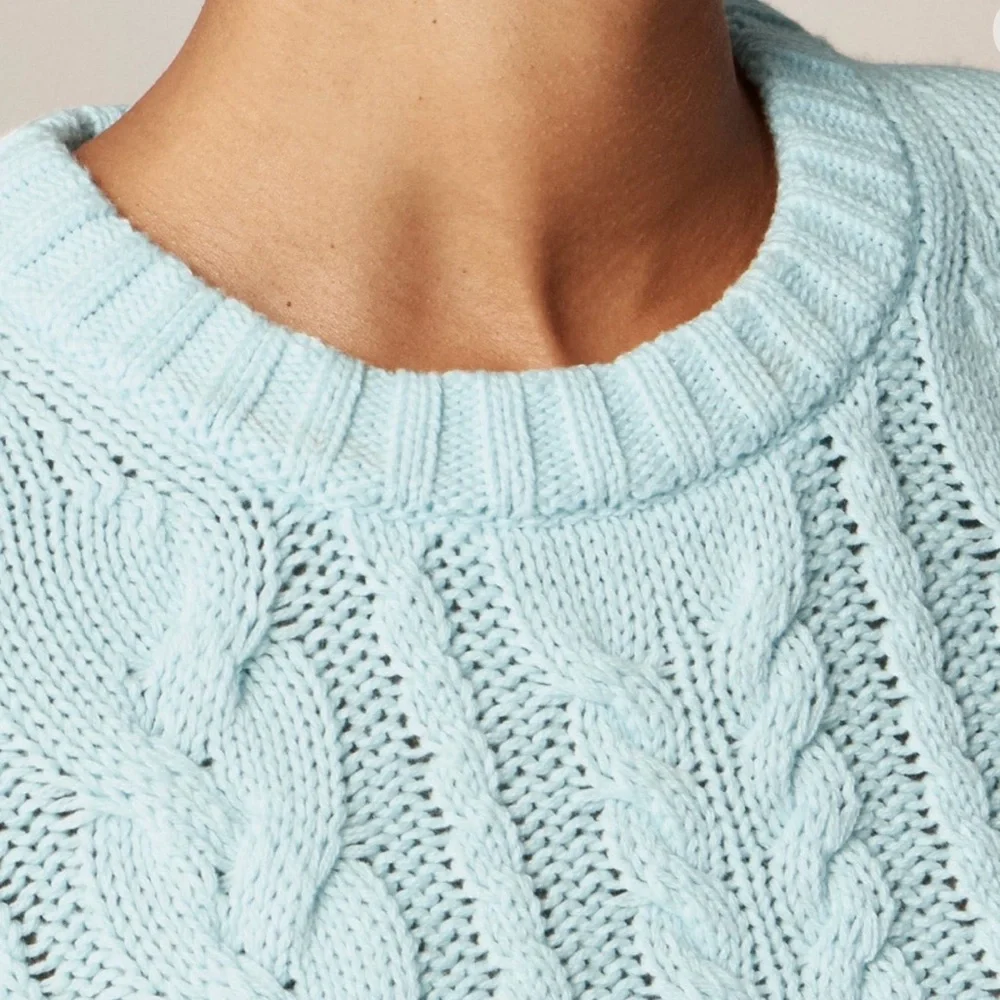 J. Crew Coastal Preppy Icy Baby Blue Crew Neck Sweater s M